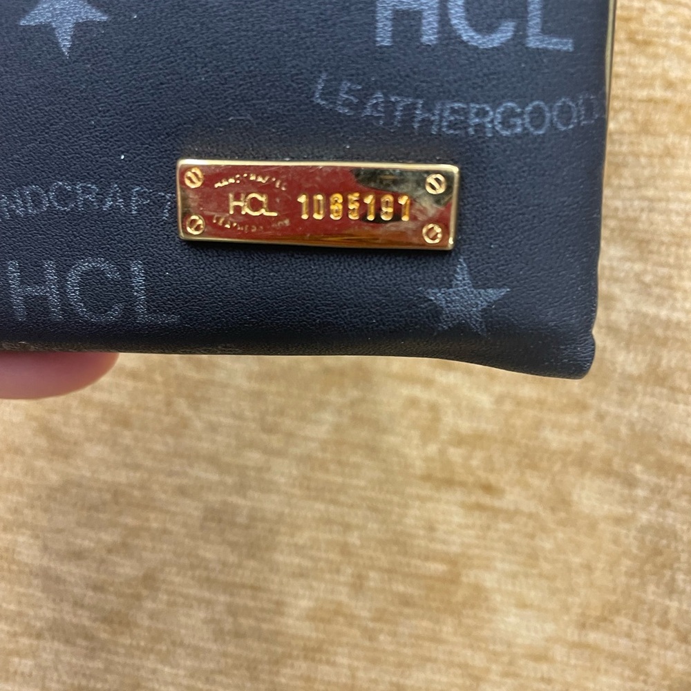 HCL crossbody/matching wallet. Black leather with gold accents - Picture 12 of 16